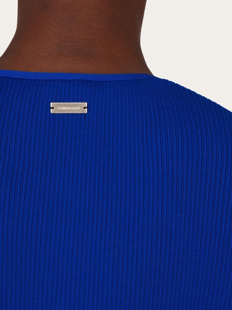 FERRAGAMO WOMEN'S BRIGHT BLUE RIBBED SWEATER