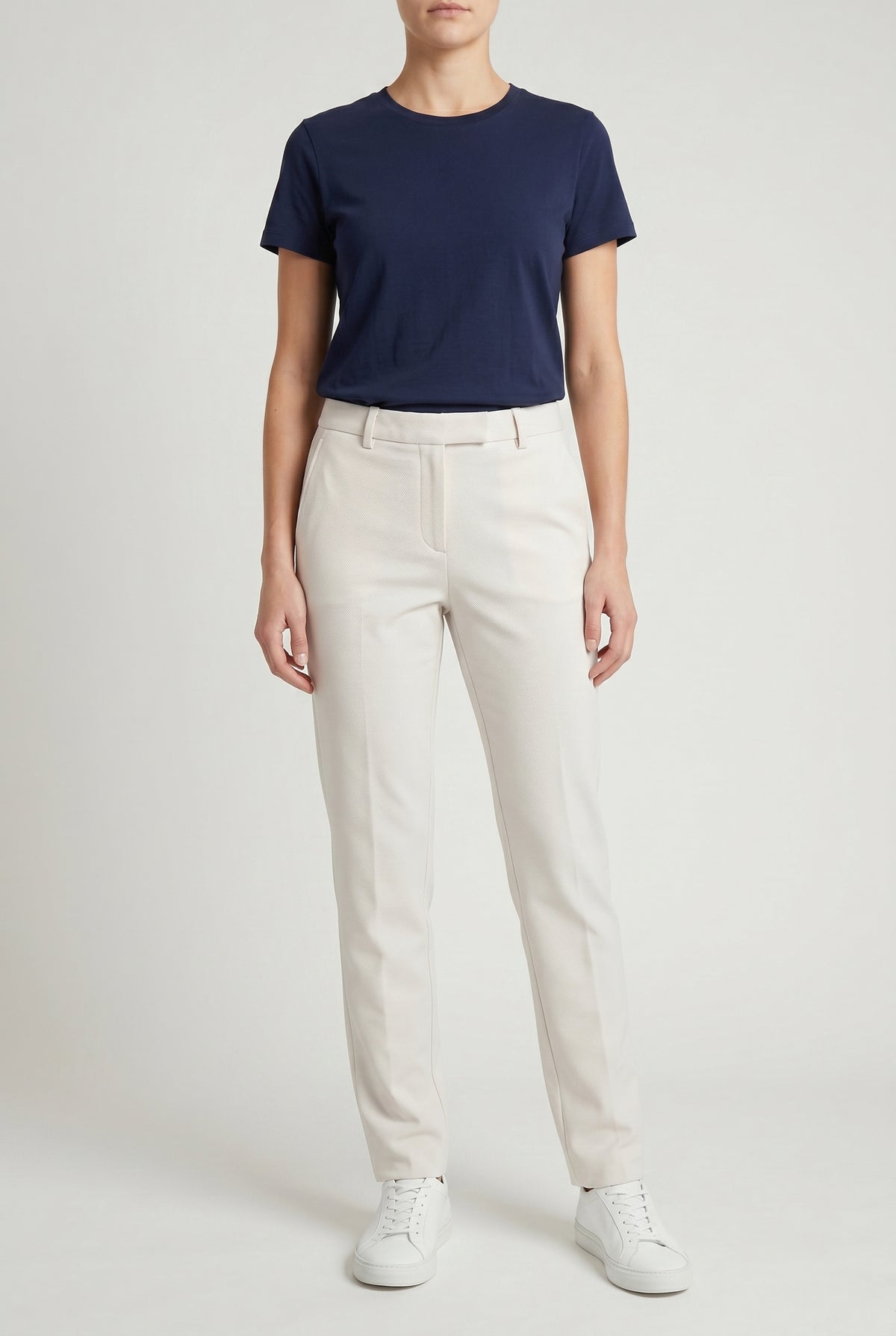 BRUNELLO CUCINELLI WOMEN'S OFF WHITE TAILORED COTTON TROUSERS