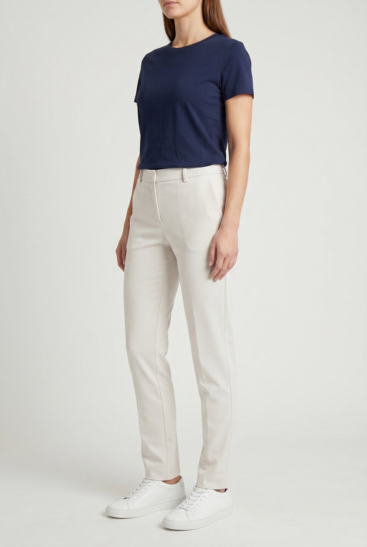 BRUNELLO CUCINELLI WOMEN'S OFF WHITE TAILORED COTTON TROUSERS