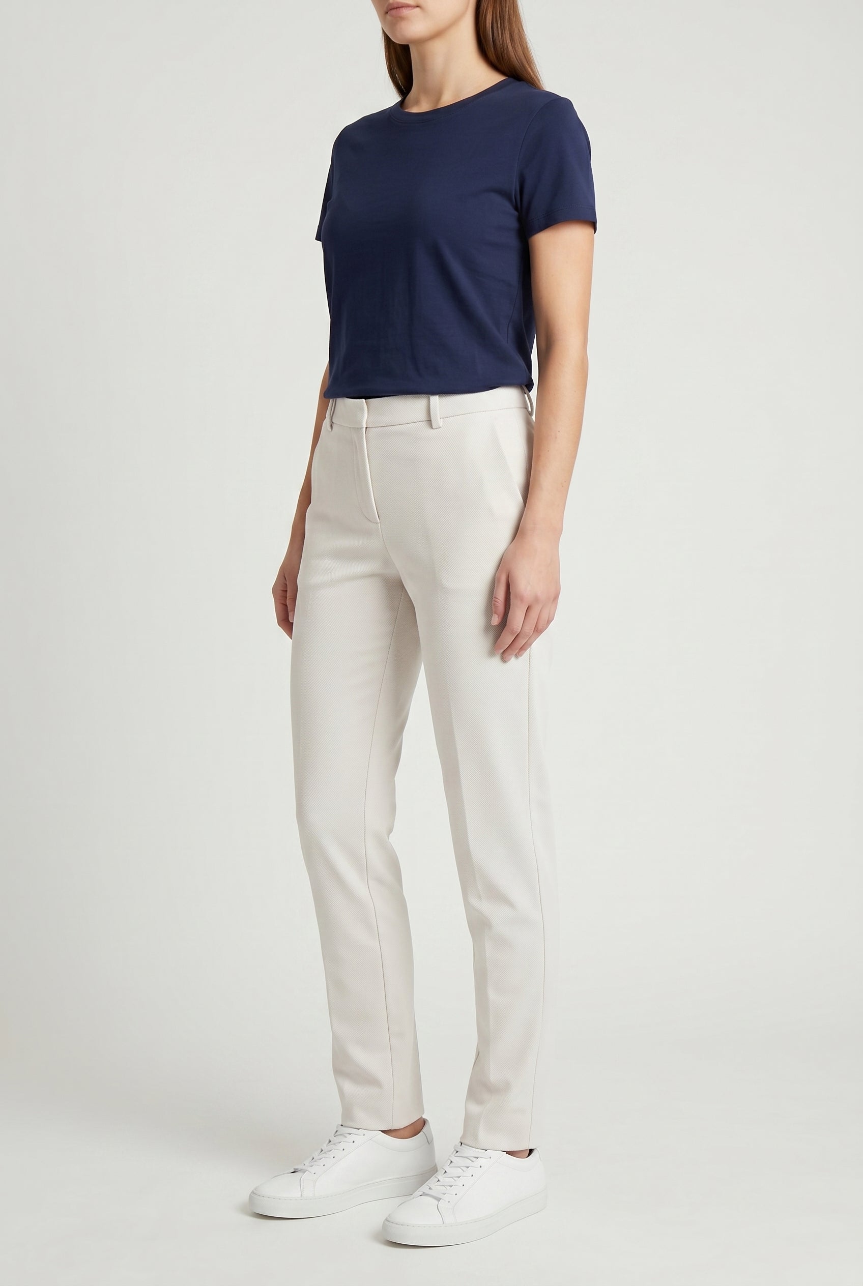 BRUNELLO CUCINELLI WOMEN'S OFF WHITE TAILORED COTTON TROUSERS