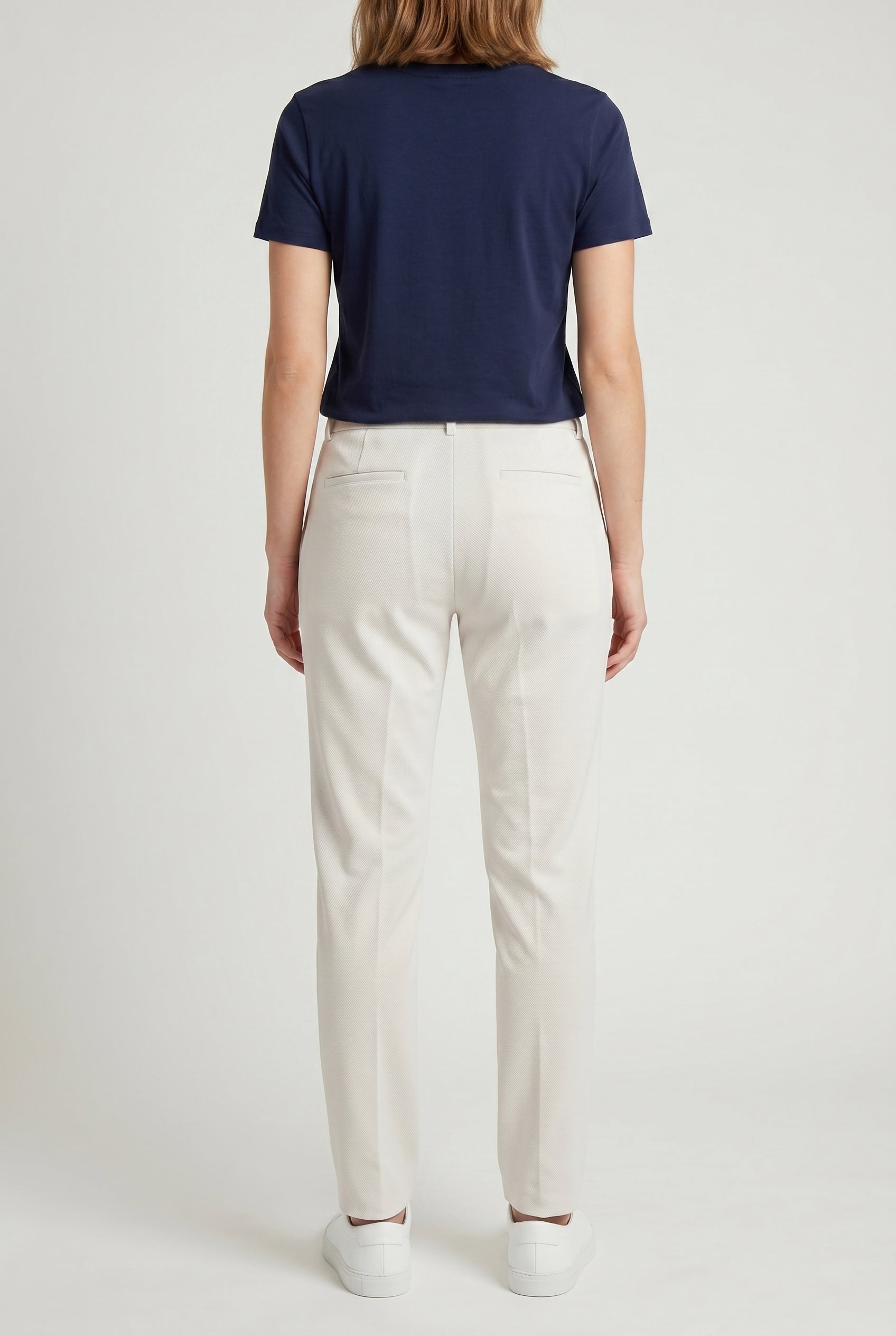 BRUNELLO CUCINELLI WOMEN'S OFF WHITE TAILORED COTTON TROUSERS