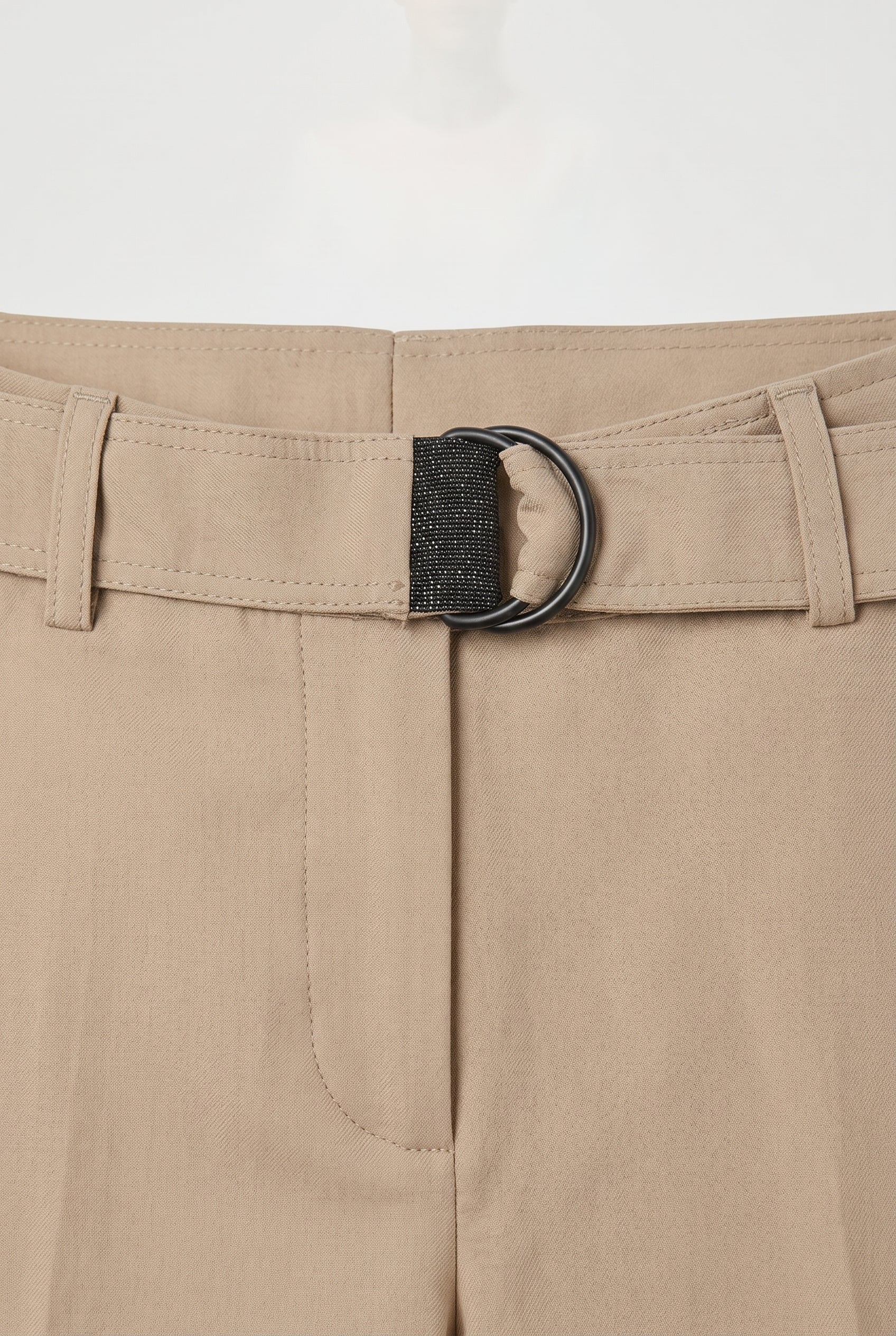 BRUNELLO CUCINELLI WOMEN'S BEIGE TAILORED STRAIGHT TROUSERS