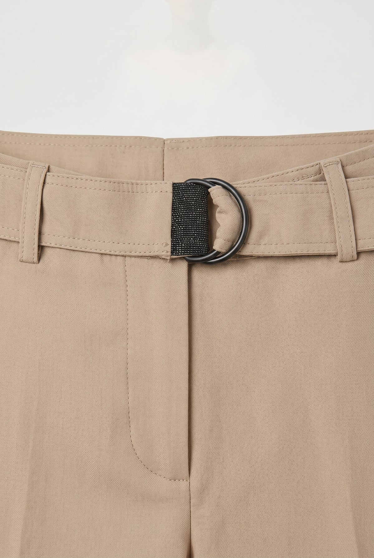 BRUNELLO CUCINELLI WOMEN'S BEIGE TAILORED STRAIGHT TROUSERS