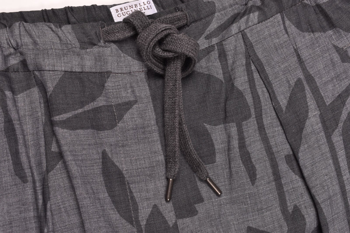 BRUNELLO CUCINELLI WOMEN'S GREY LINEN RELAXED TROUSERS