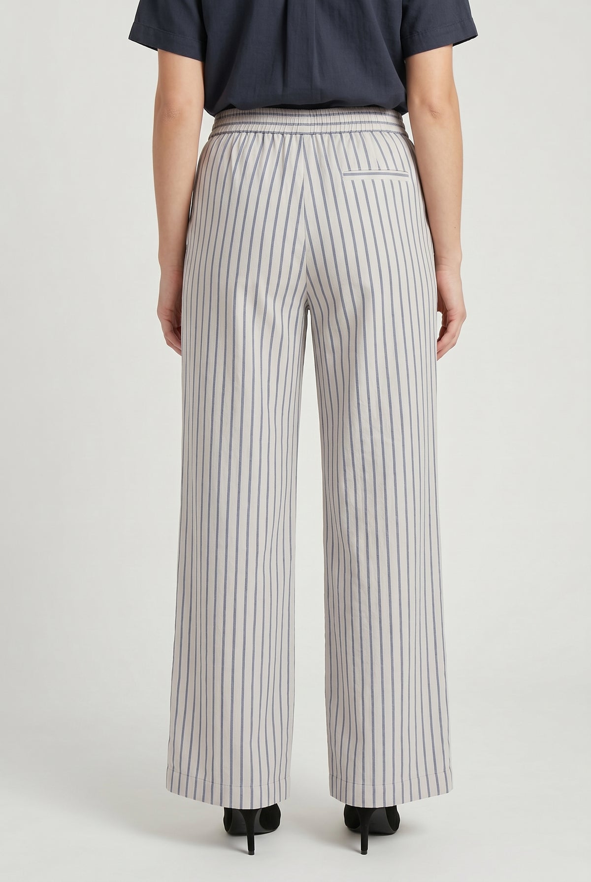 BRUNELLO CUCINELLI WOMEN'S OFF WHITE STRIPED WIDE TROUSERS