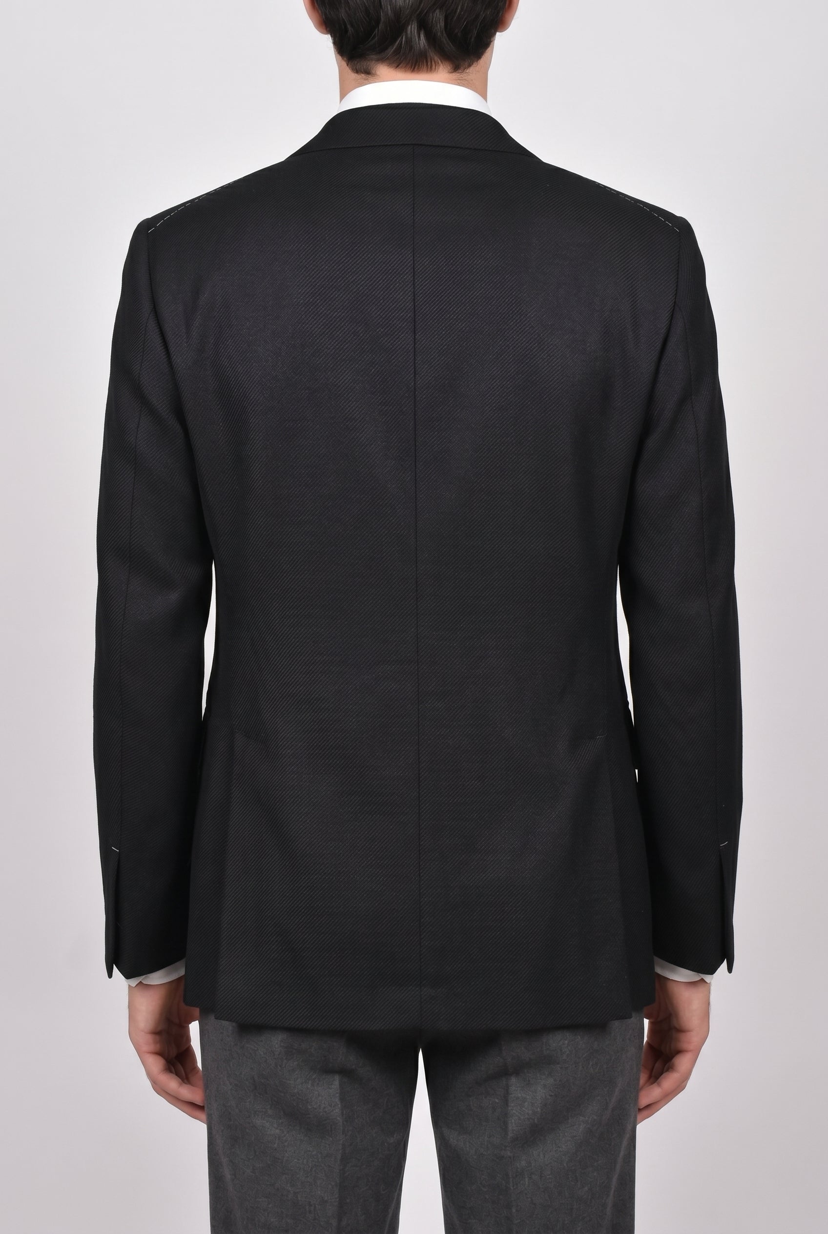BRUNELLO CUCINELLI MEN'S BLACK WOOL BLEND TAILORED BLAZER