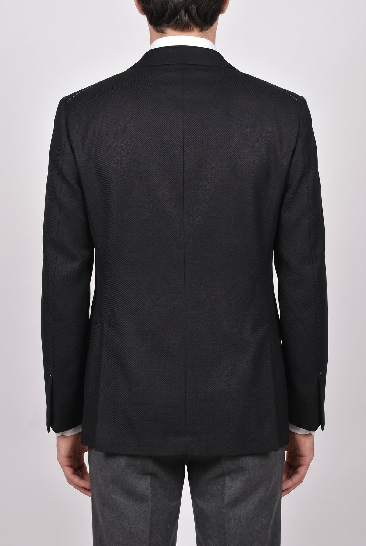BRUNELLO CUCINELLI MEN'S BLACK WOOL BLEND TAILORED BLAZER