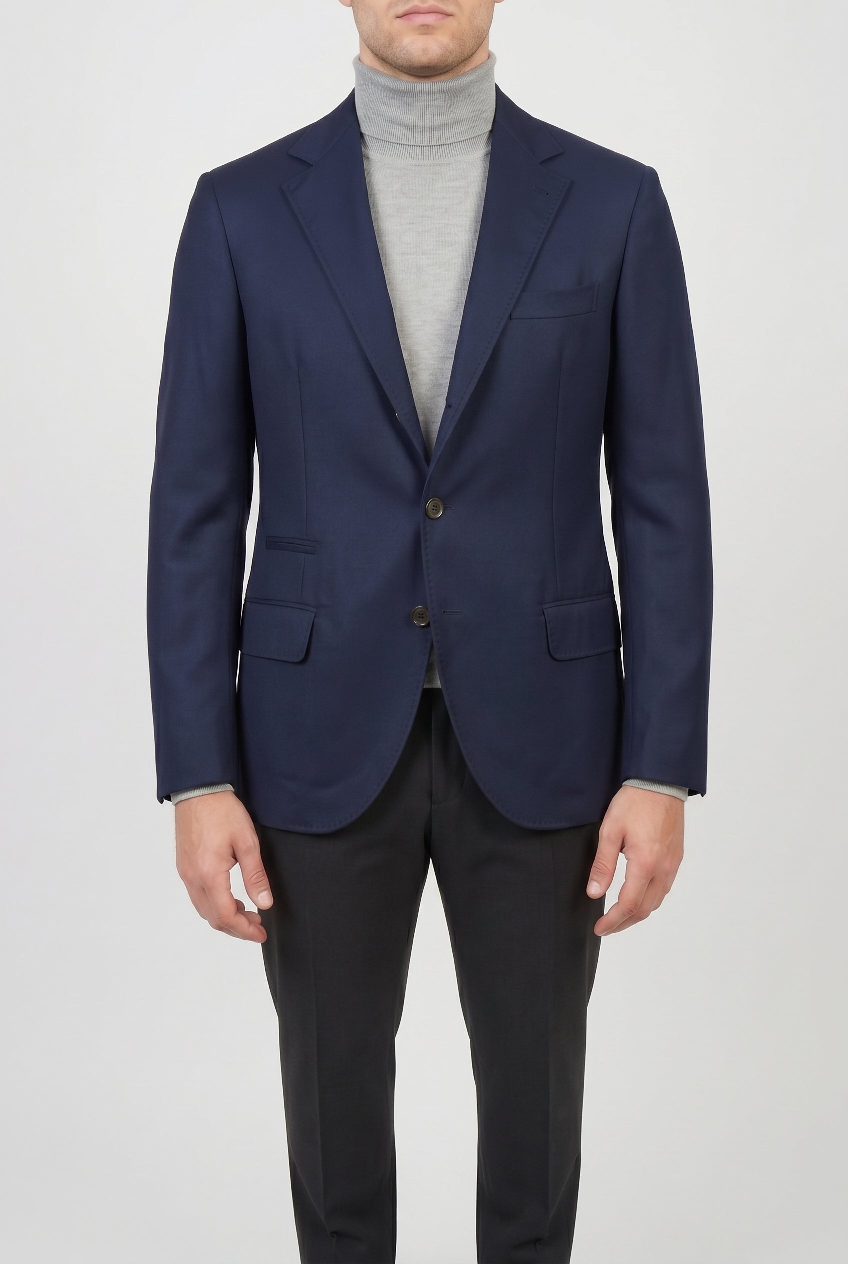 BRUNELLO CUCINELLI MEN'S NAVY CASHMERE TAILORED BLAZER