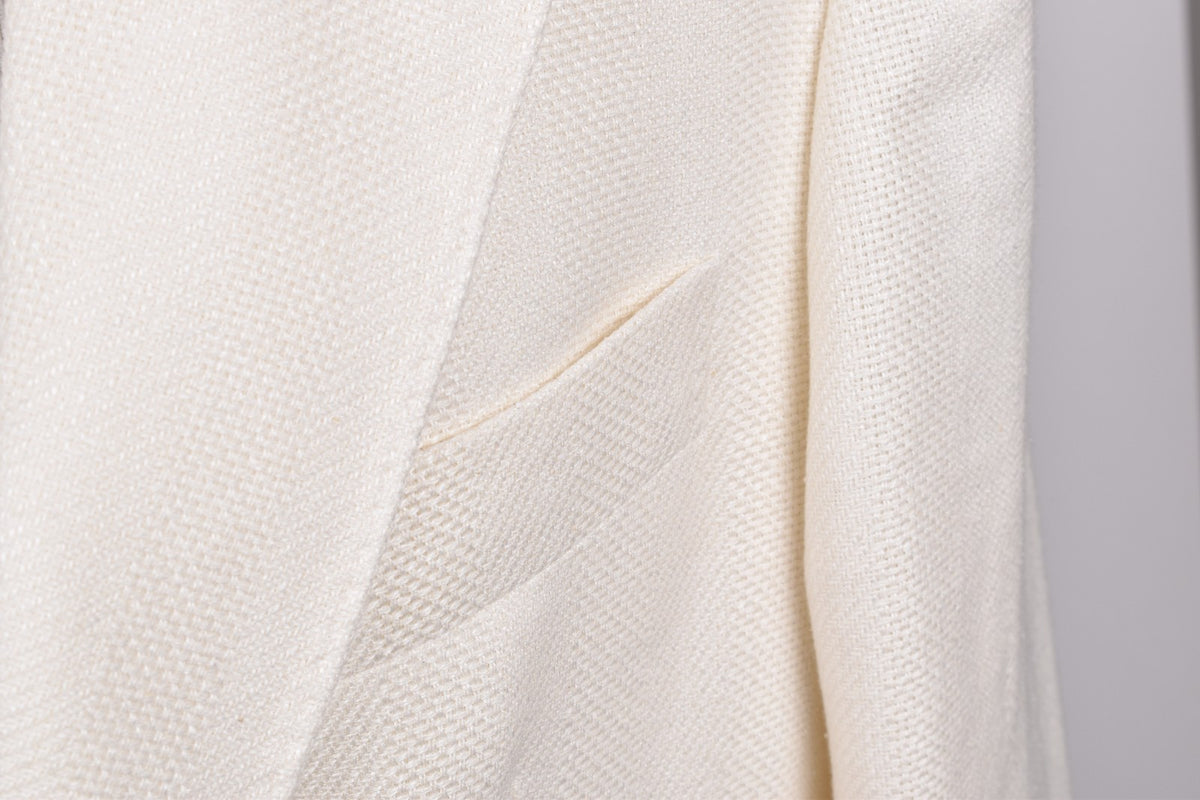 BRUNELLO CUCINELLI MEN'S OFF WHITE LINEN SILK BLAZER