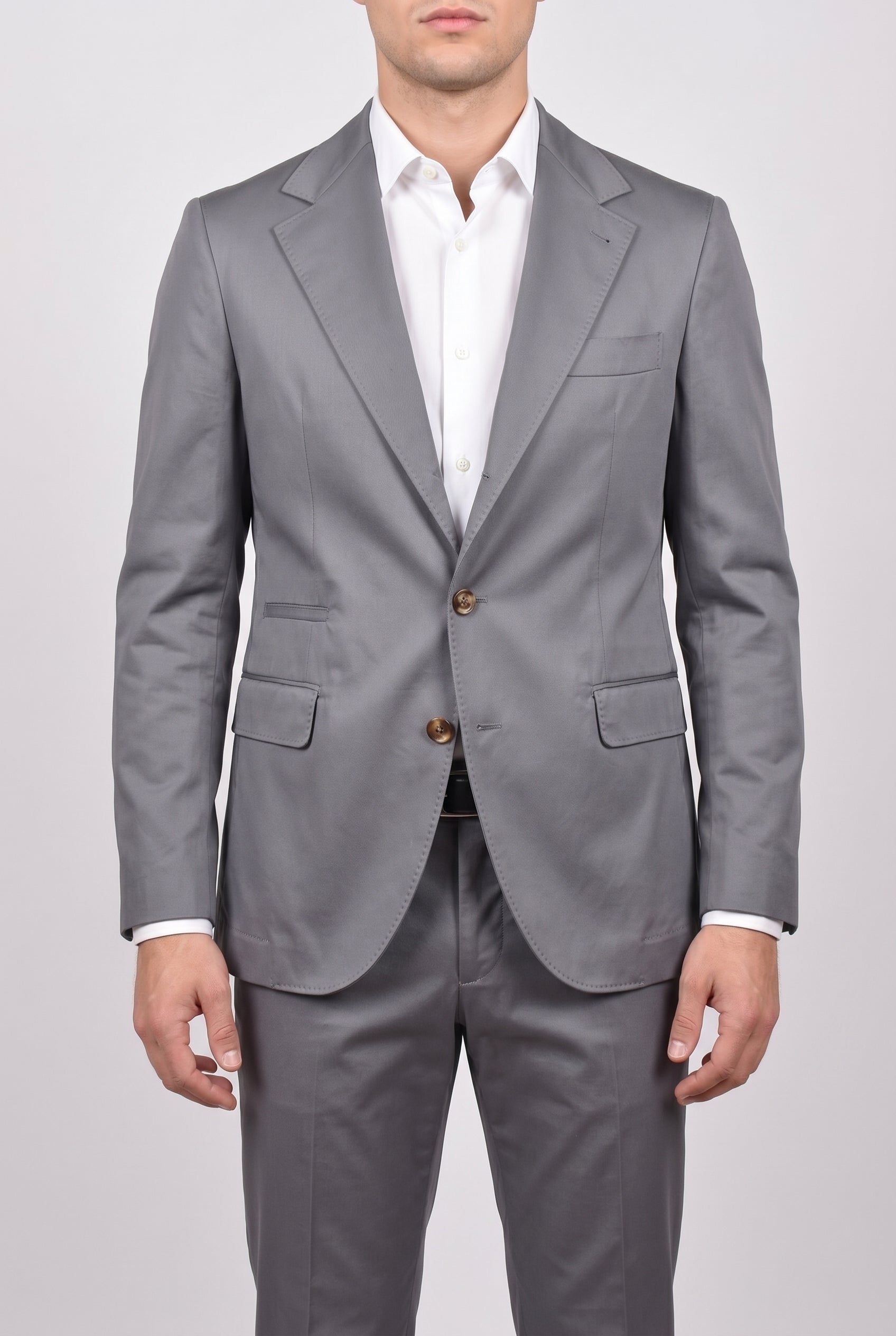 BRUNELLO CUCINELLI MEN'S MEDIUM GREY TAILORED BLAZER