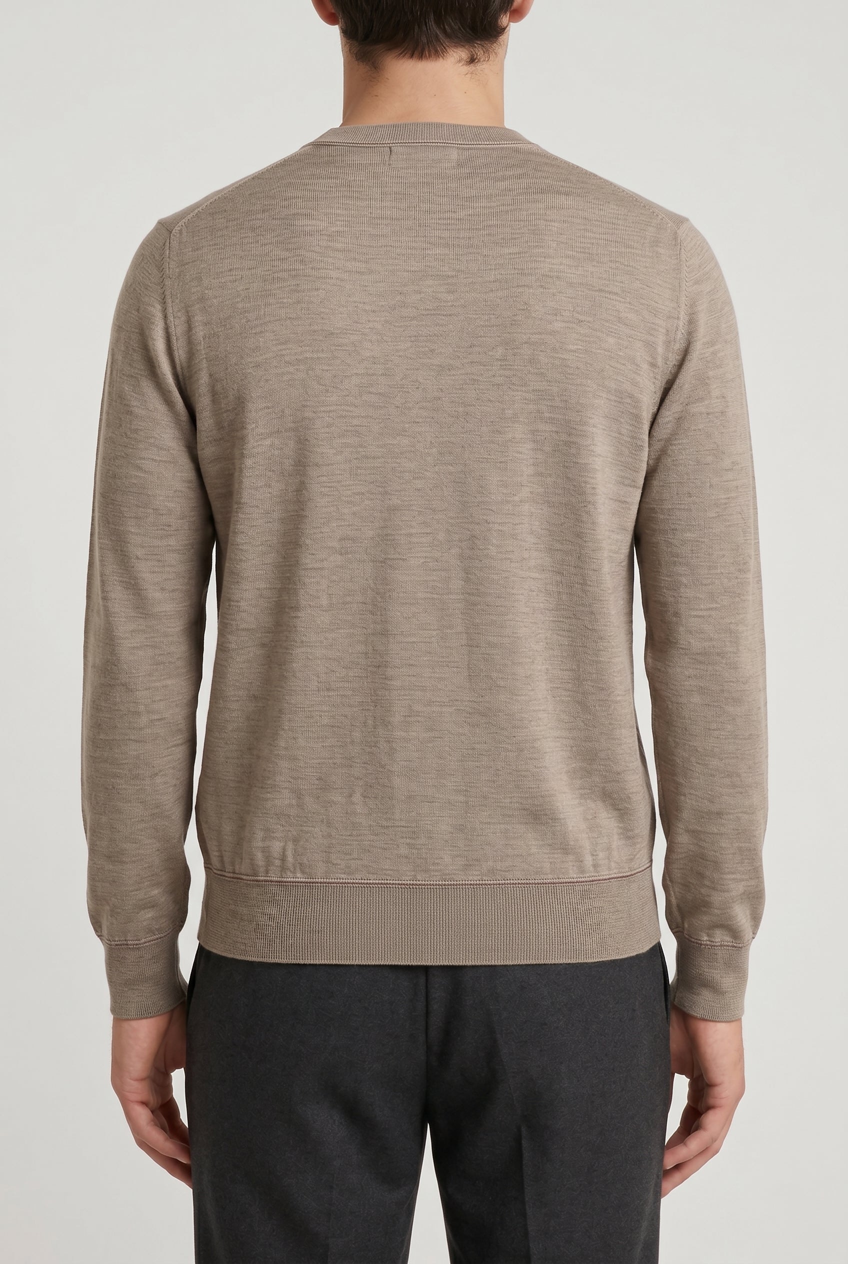 BRUNELLO CUCINELLI MEN'S BEIGE CASHMERE SILK SWEATER