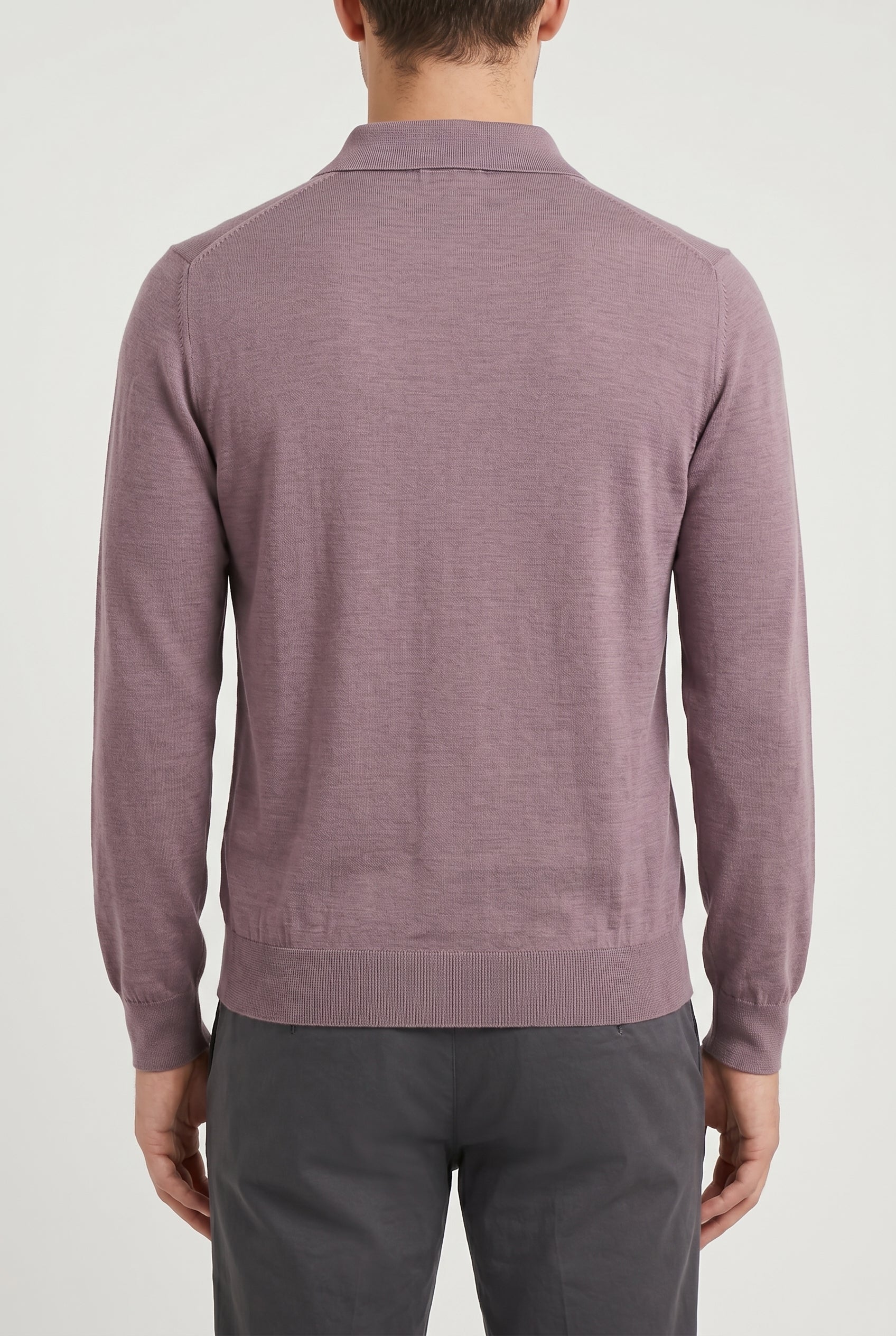 BRUNELLO CUCINELLI MEN'S MAUVE WOOL SILK KNIT SWEATER