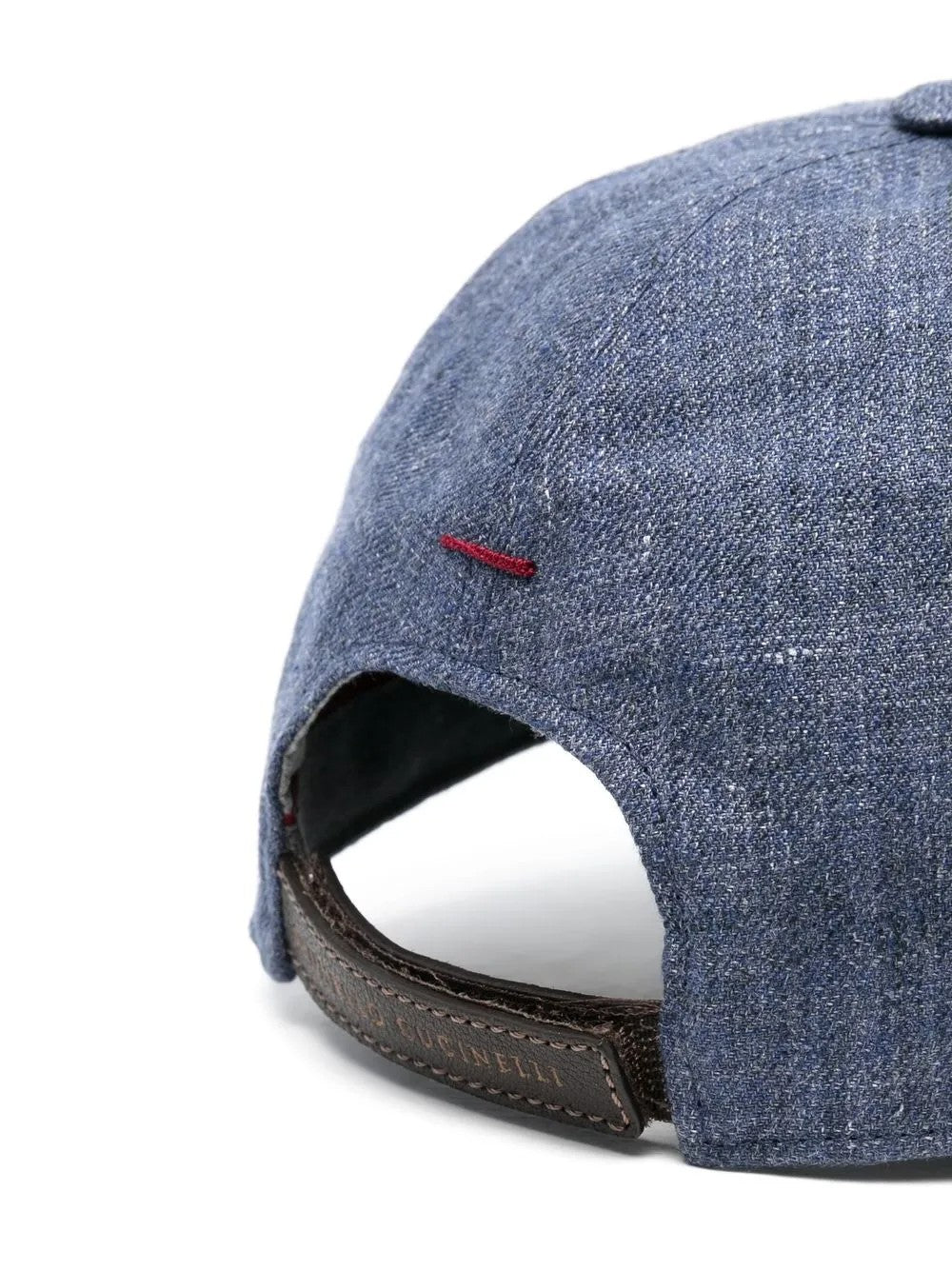 BRUNELLO CUCINELLI MEN'S BLUE LINEN BASEBALL HAT
