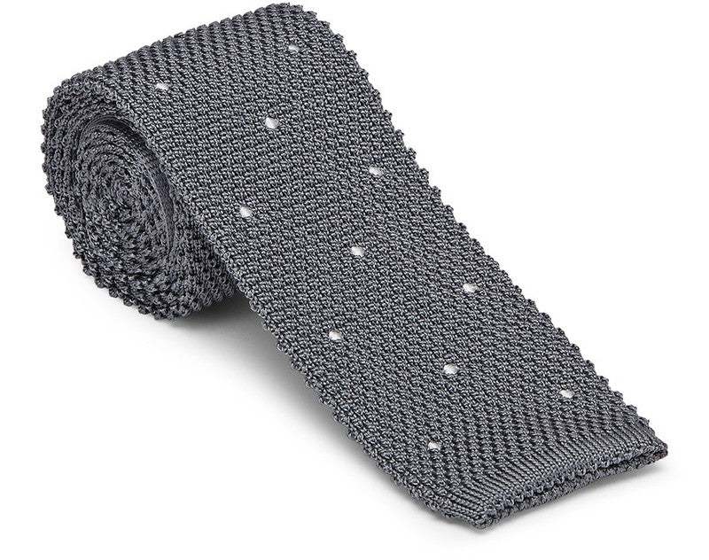BRUNELLO CUCINELLI MEN'S GREY SILK KNIT TIE