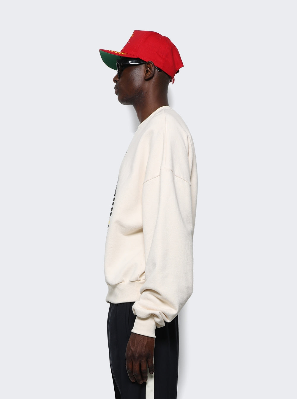 RHUDE MEN'S CREAM COTTON GRAPHIC SWEATSHIRT