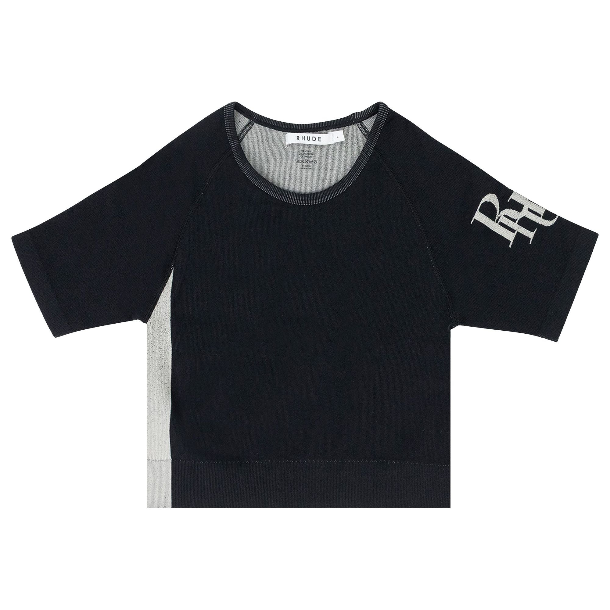 RHUDE WOMEN'S BLACK TECHKNIT FITTED TOP