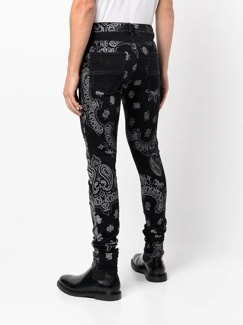 AMIRI MEN'S BLACK PATTERNED SKINNY TROUSERS