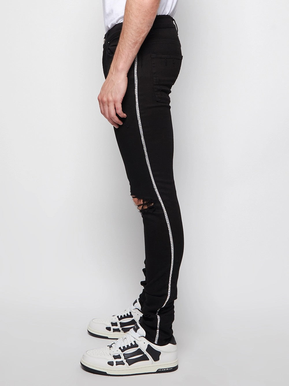 AMIRI MEN'S BLACK DISTRESSED SKINNY TROUSERS