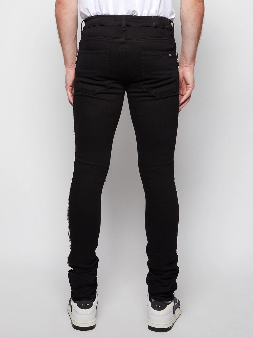AMIRI MEN'S BLACK DISTRESSED SKINNY TROUSERS