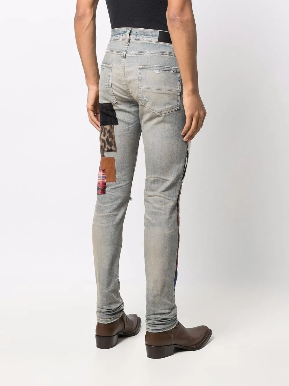 AMIRI MEN'S LIGHT BLUE PATCHED SLIM TROUSERS