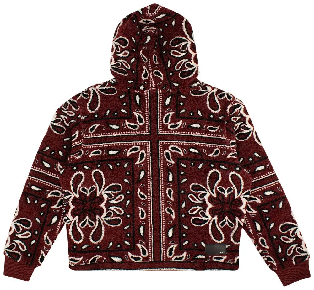 AMIRI MEN'S RED PATTERNED FLEECE HOODIE