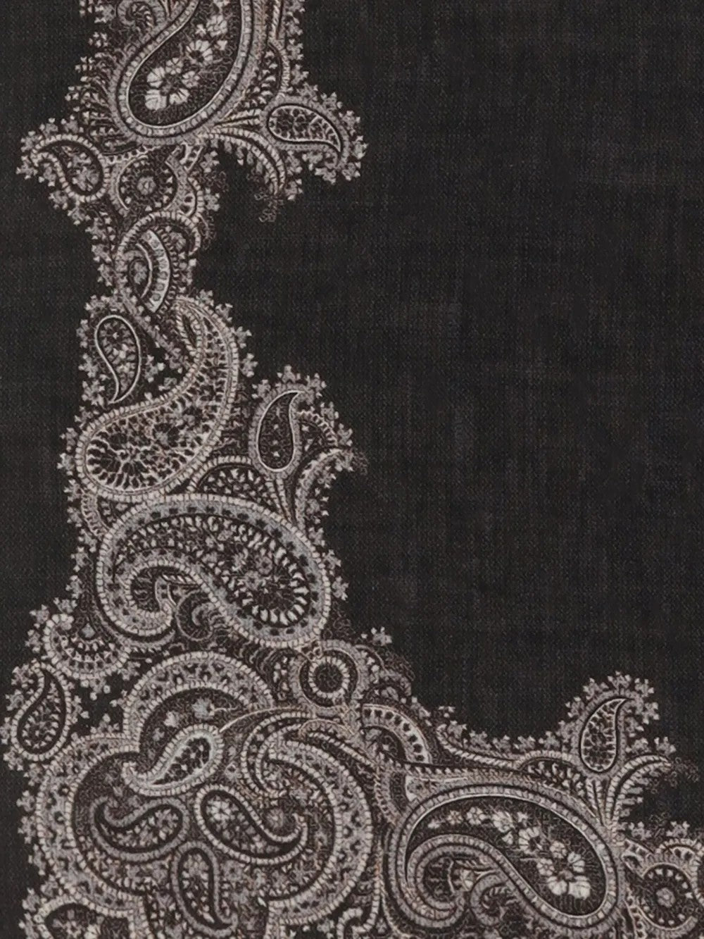 BRUNELLO CUCINELLI MEN'S BLACK SILK PAISLEY POCKET SQUARE