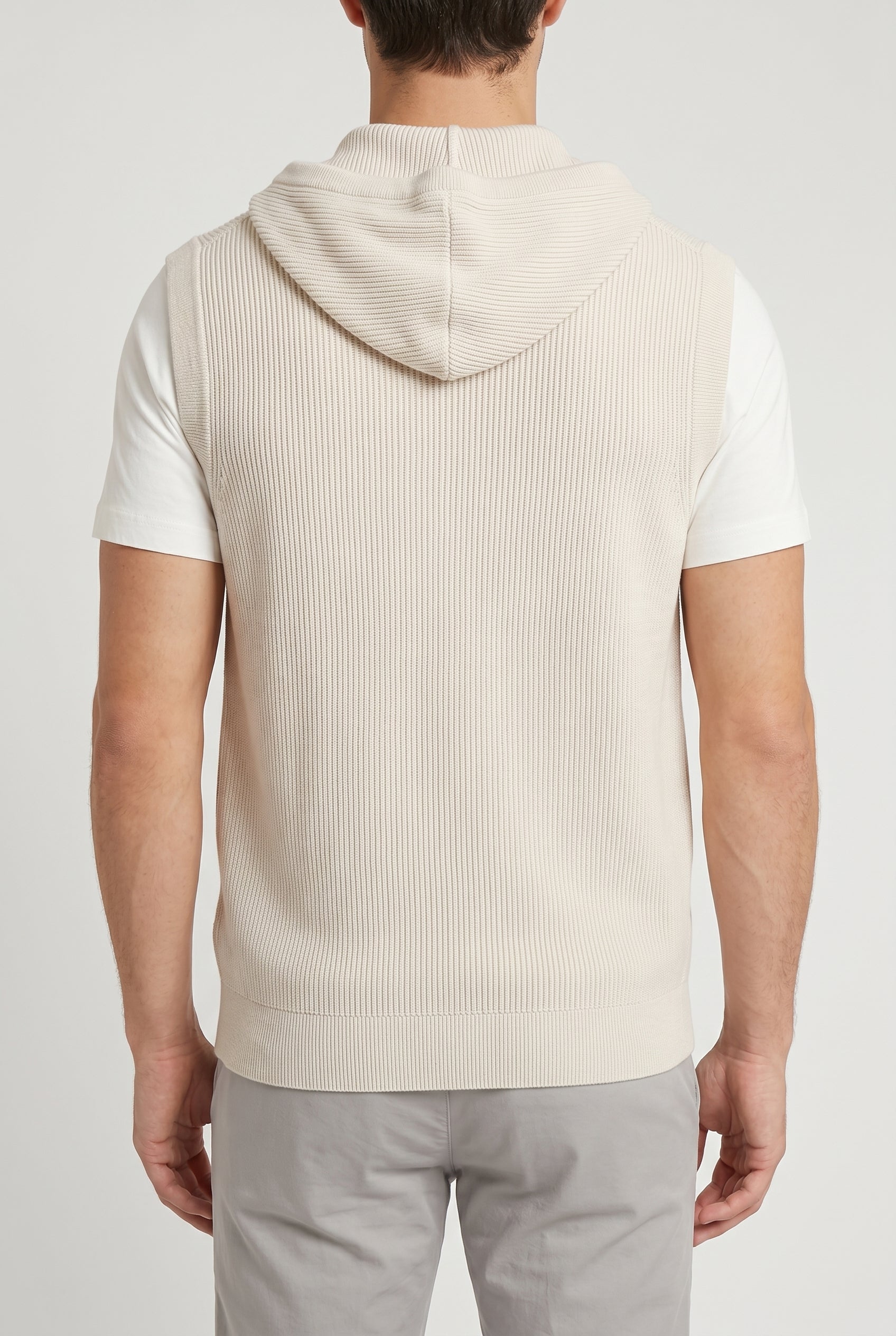 BRUNELLO CUCINELLI MEN'S BEIGE ZIP HOODED SWEATER