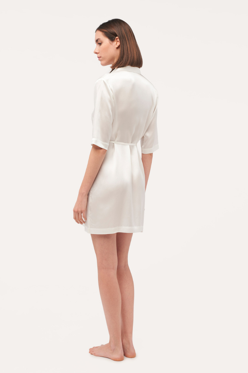 La Perla Silk Long Shirt In White