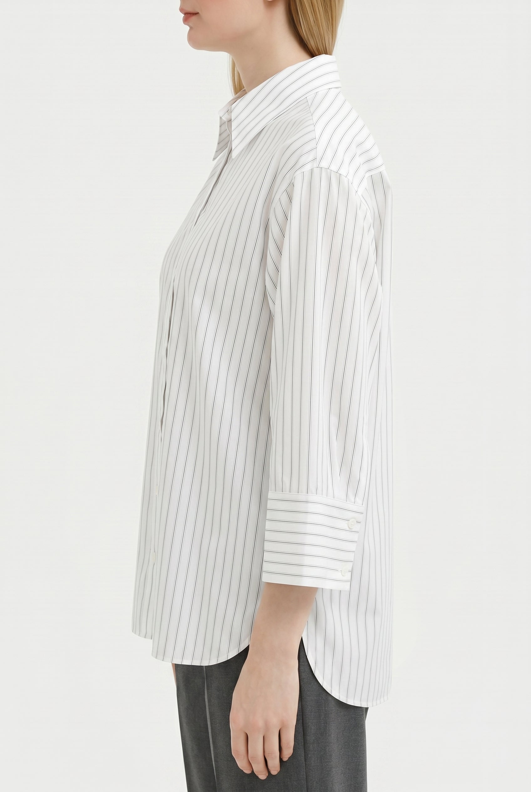 PESERICO WOMEN'S WHITE STRIPED COTTON SHIRT