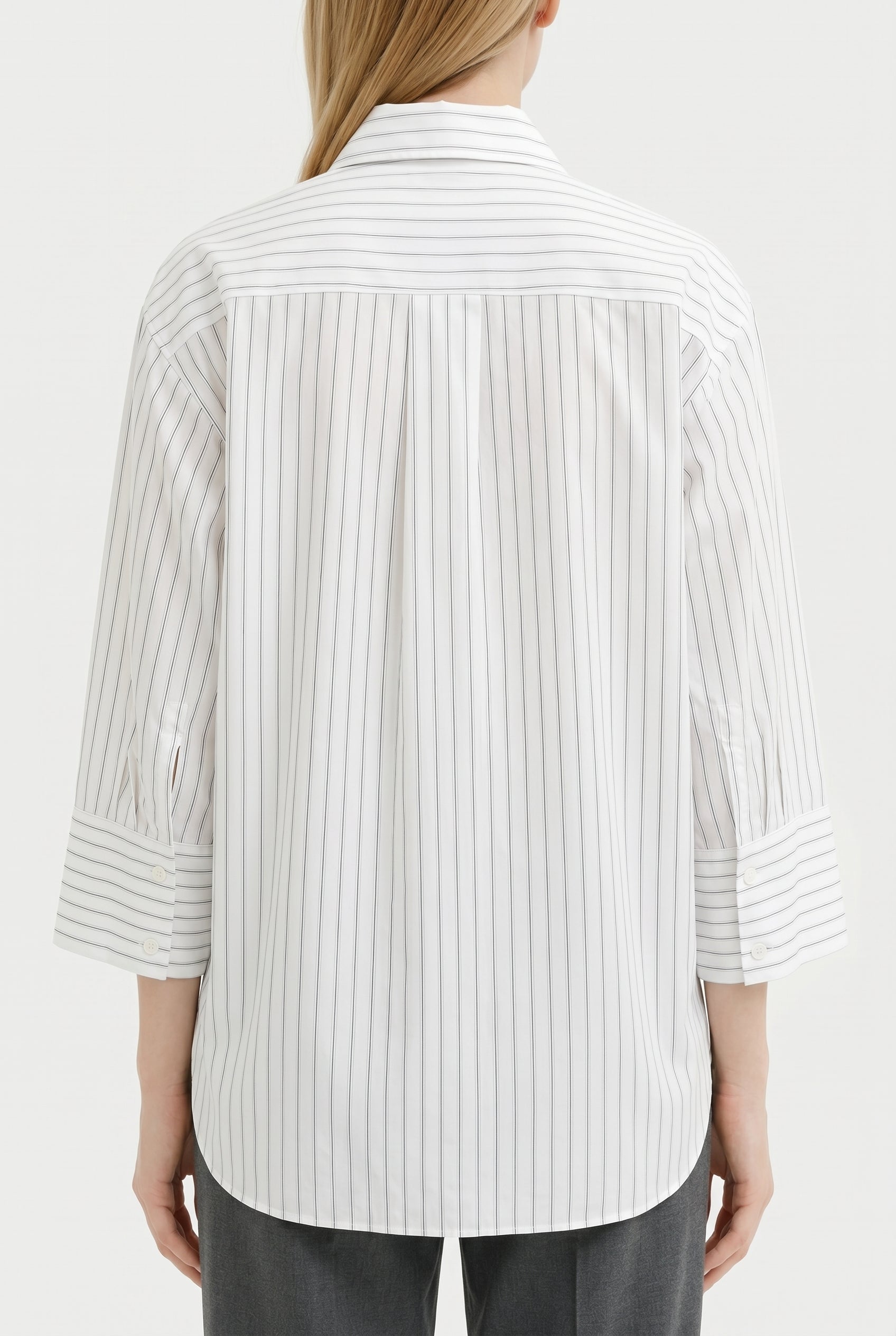PESERICO WOMEN'S WHITE STRIPED COTTON SHIRT