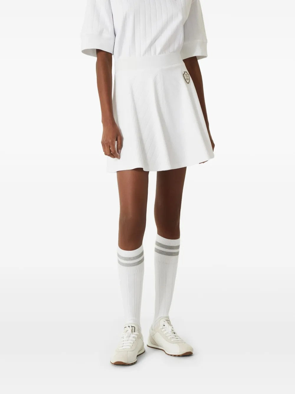BRUNELLO CUCINELLI WOMEN'S WHITE FLARED COTTON SKIRT