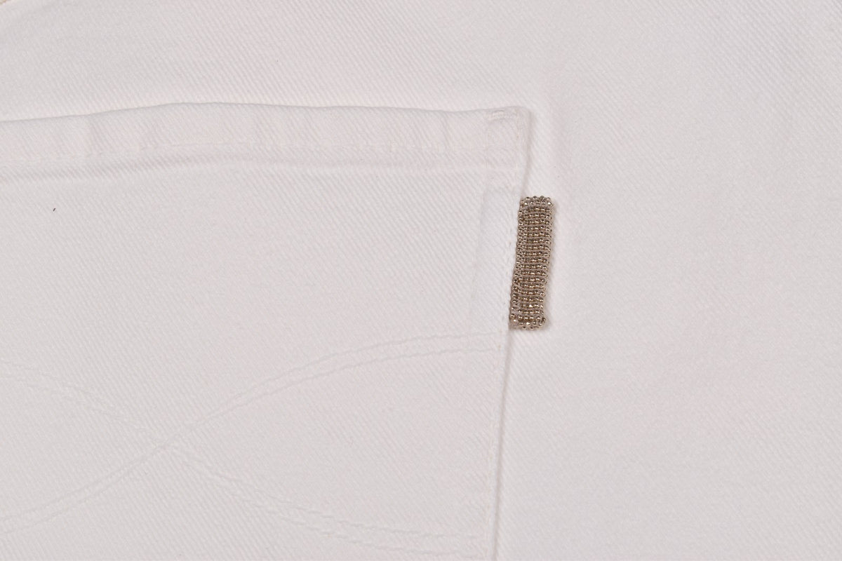 BRUNELLO CUCINELLI WOMEN'S OFF WHITE STRAIGHT COTTON TROUSERS