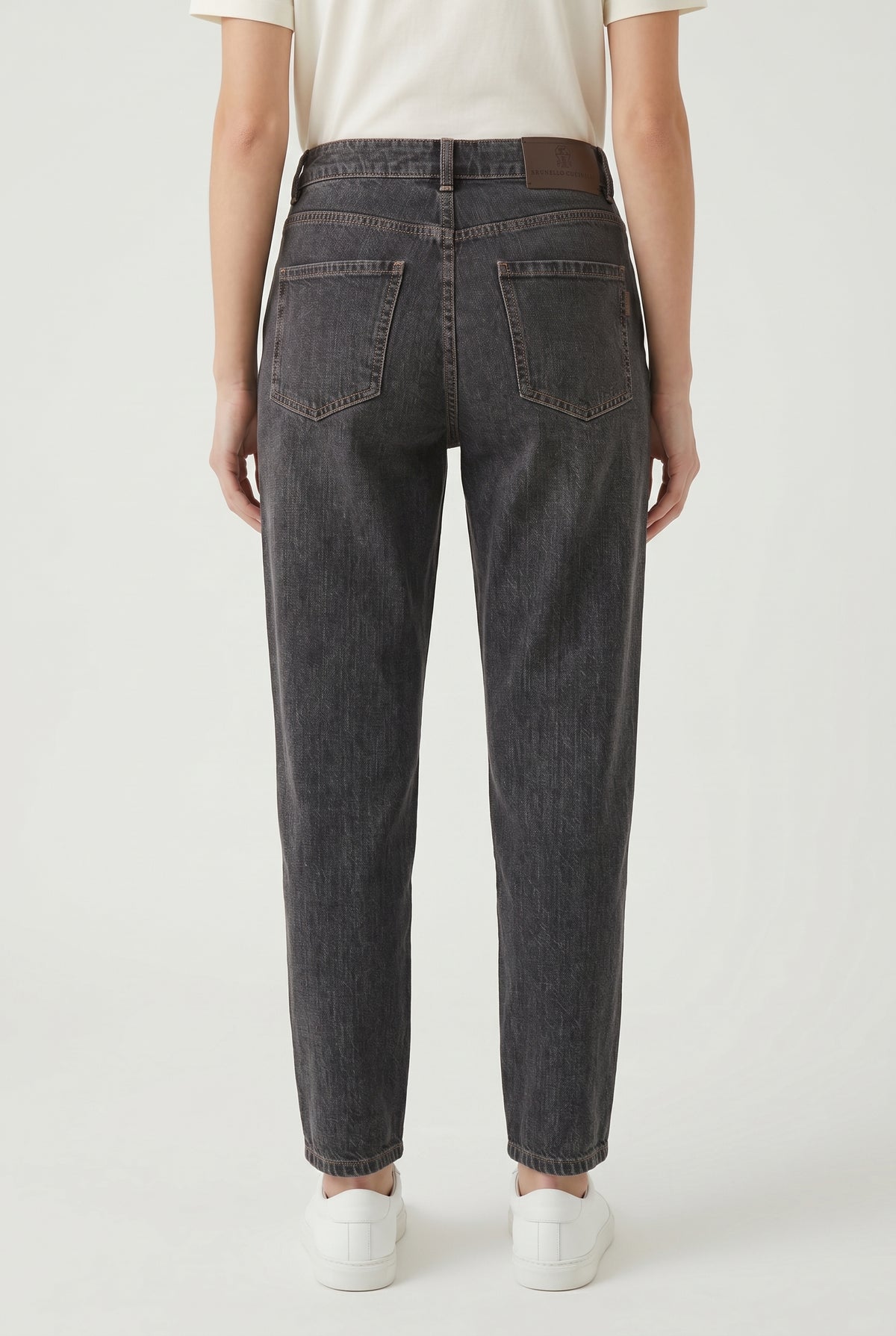 BRUNELLO CUCINELLI WOMEN'S DARK GREY TAPERED TROUSERS