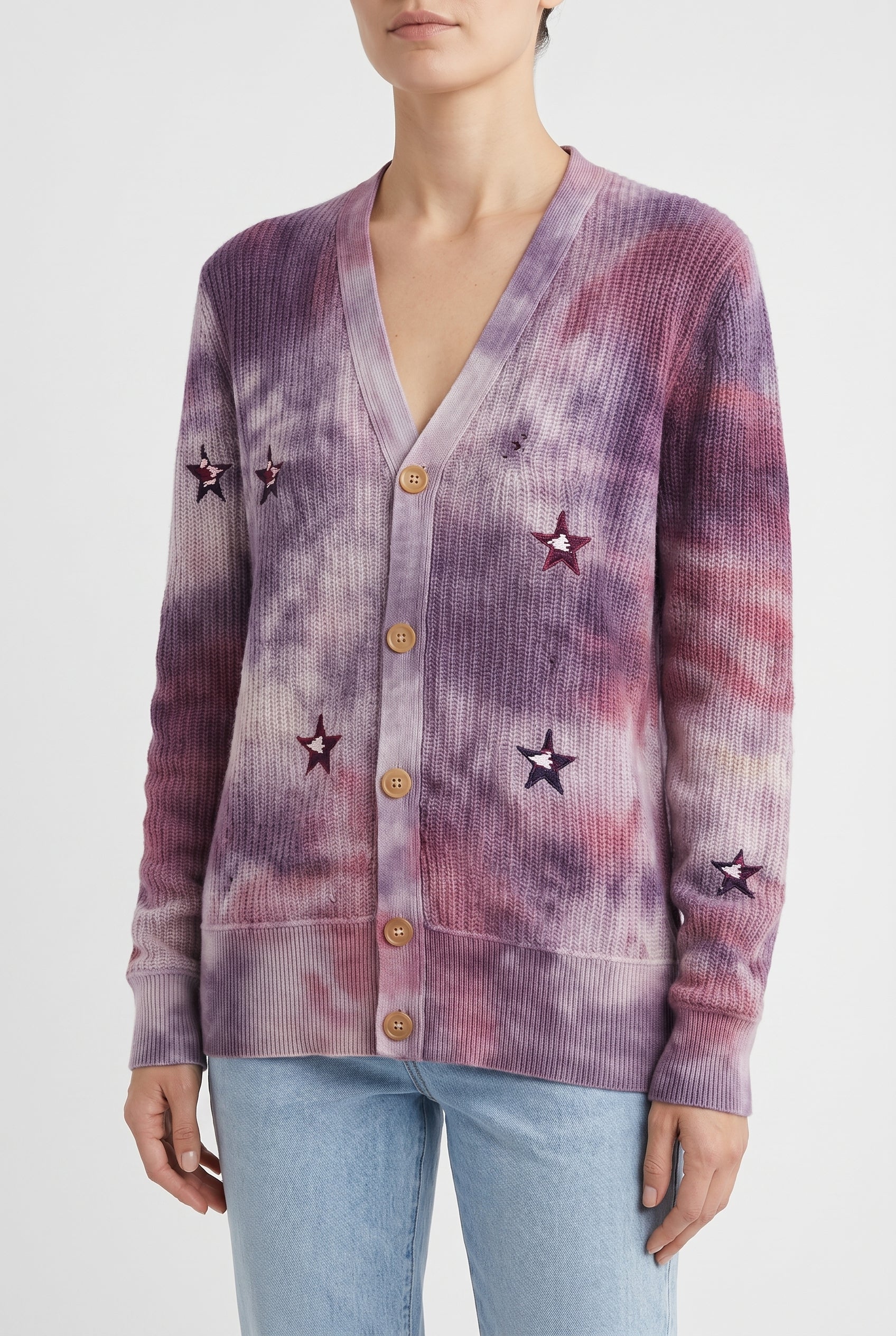 AMIRI WOMEN'S PURPLE STAR EMBROIDERED SWEATER