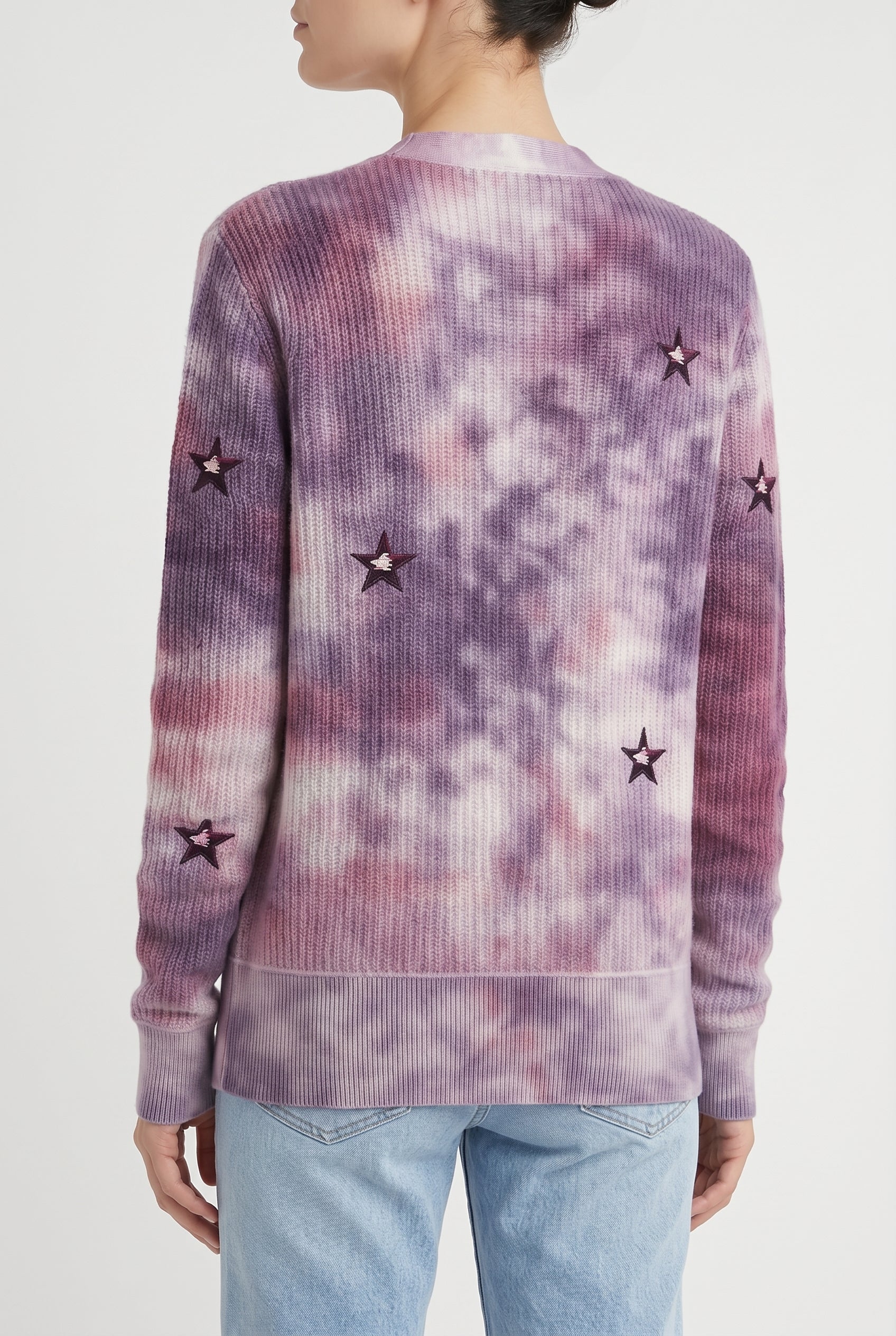 AMIRI WOMEN'S PURPLE STAR EMBROIDERED SWEATER