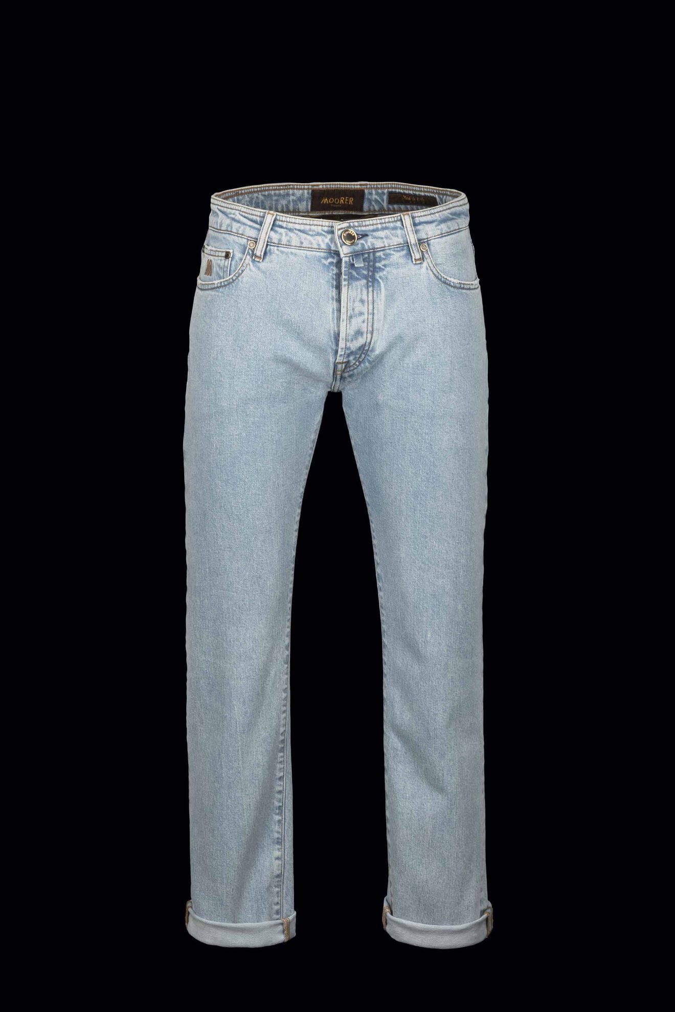 MOORER MEN'S LIGHT BLUE STRAIGHT JEANS