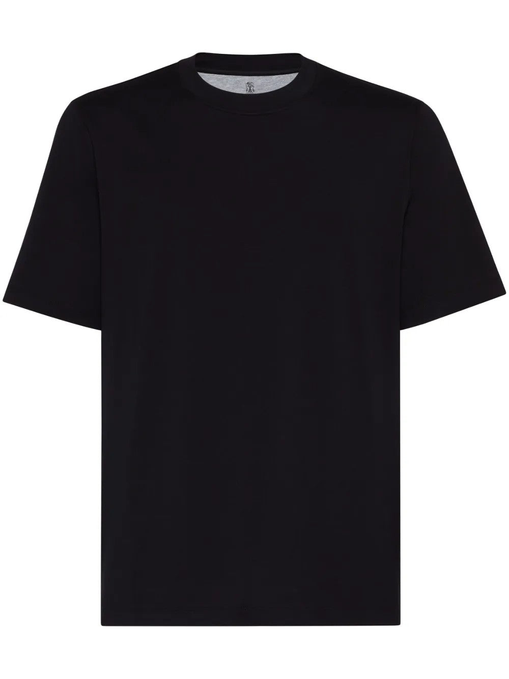 BRUNELLO CUCINELLI MEN'S BLACK COTTON CREWNECK SHIRT