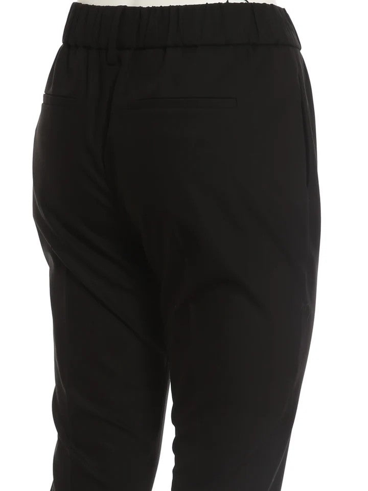 BRUNELLO CUCINELLI WOMEN'S BLACK RELAXED COTTON TROUSERS