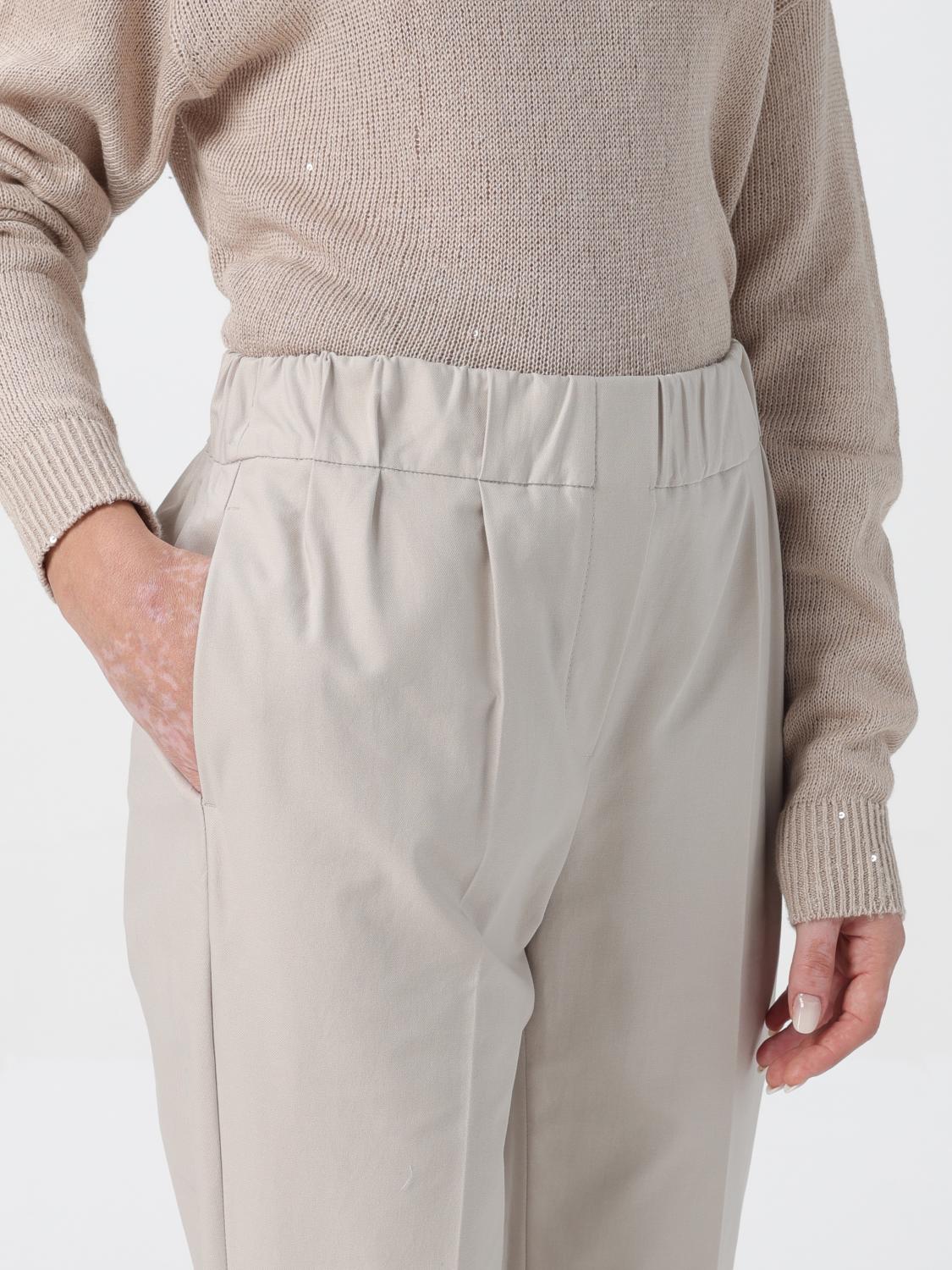 BRUNELLO CUCINELLI WOMEN'S LIGHT BEIGE TAILORED TROUSERS