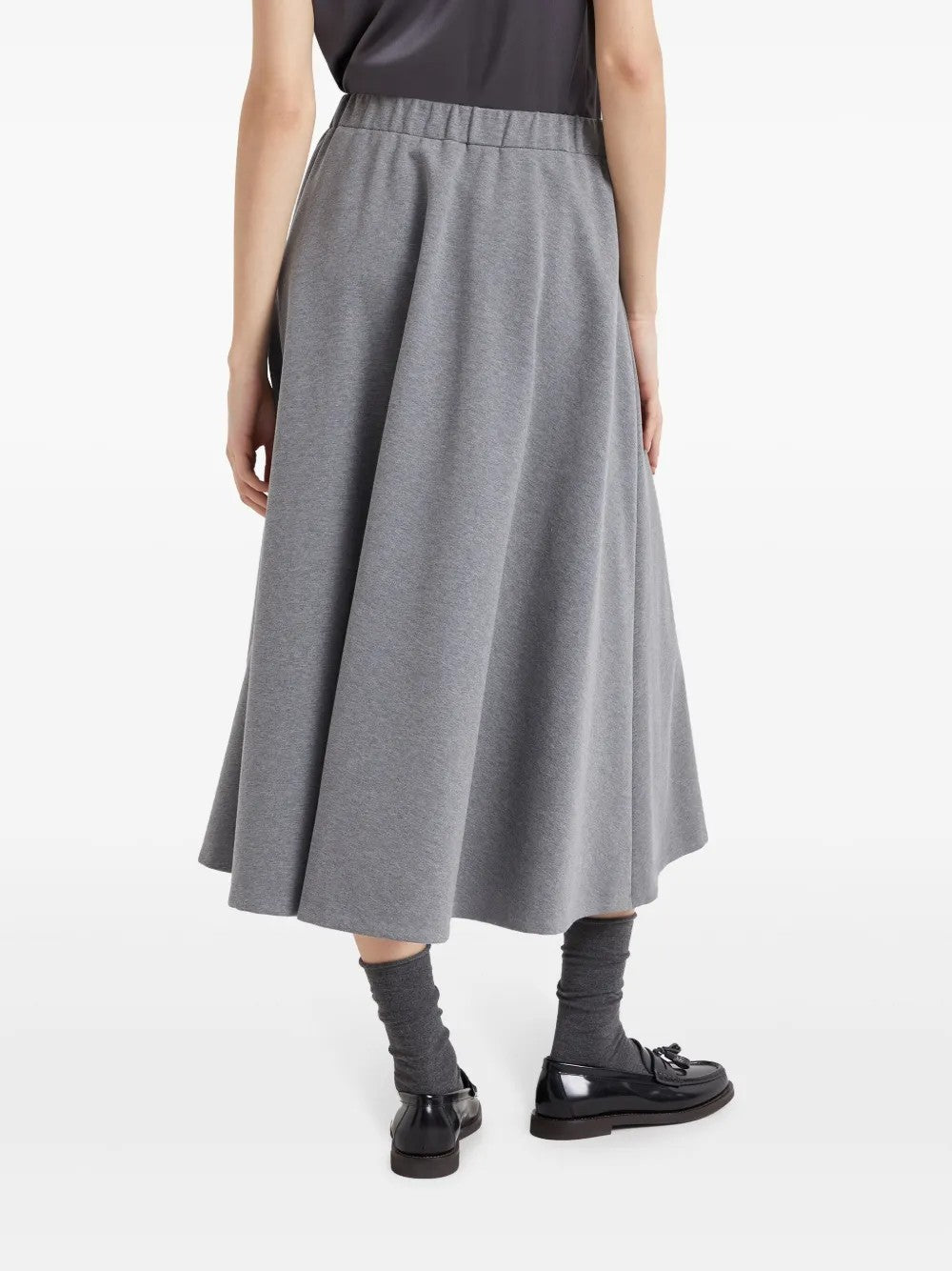 BRUNELLO CUCINELLI WOMEN'S LIGHT GREY FLARED SKIRT