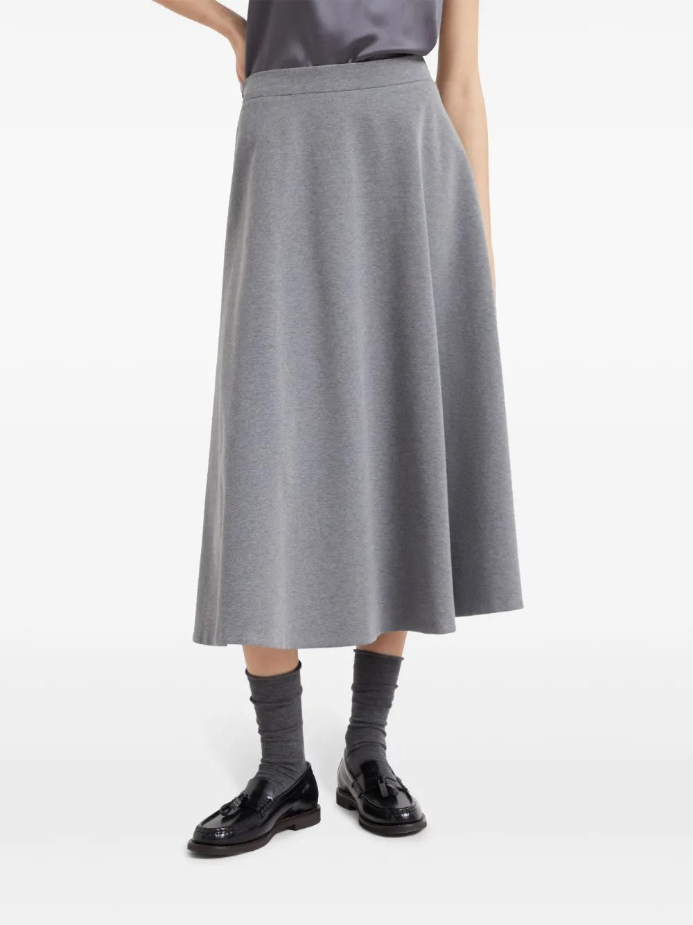 BRUNELLO CUCINELLI WOMEN'S LIGHT GREY FLARED SKIRT
