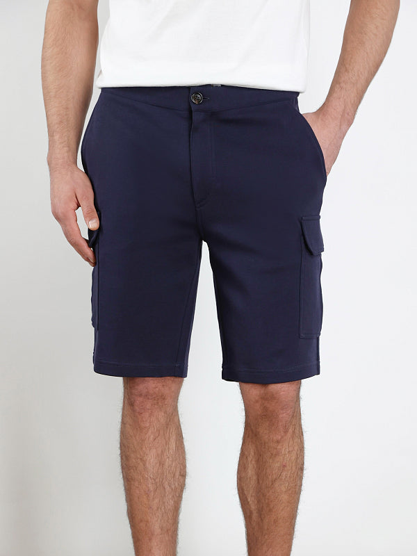 BRUNELLO CUCINELLI MEN'S DARK BLUE CARGO SHORTS