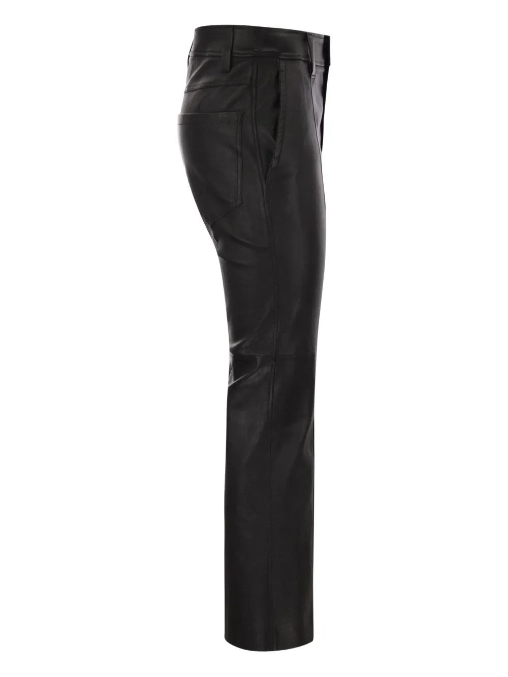 BRUNELLO CUCINELLI WOMEN'S BLACK LEATHER STRAIGHT TROUSERS