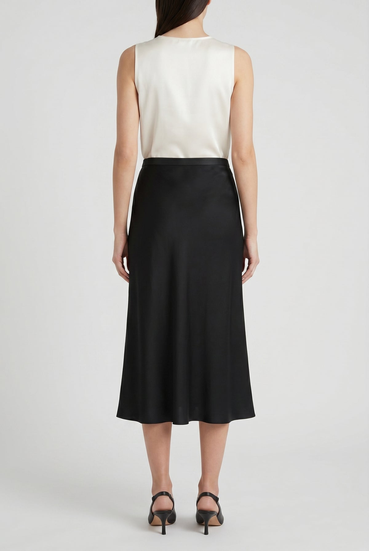 BRUNELLO CUCINELLI WOMEN'S BLACK SILK BLEND MIDI SKIRT