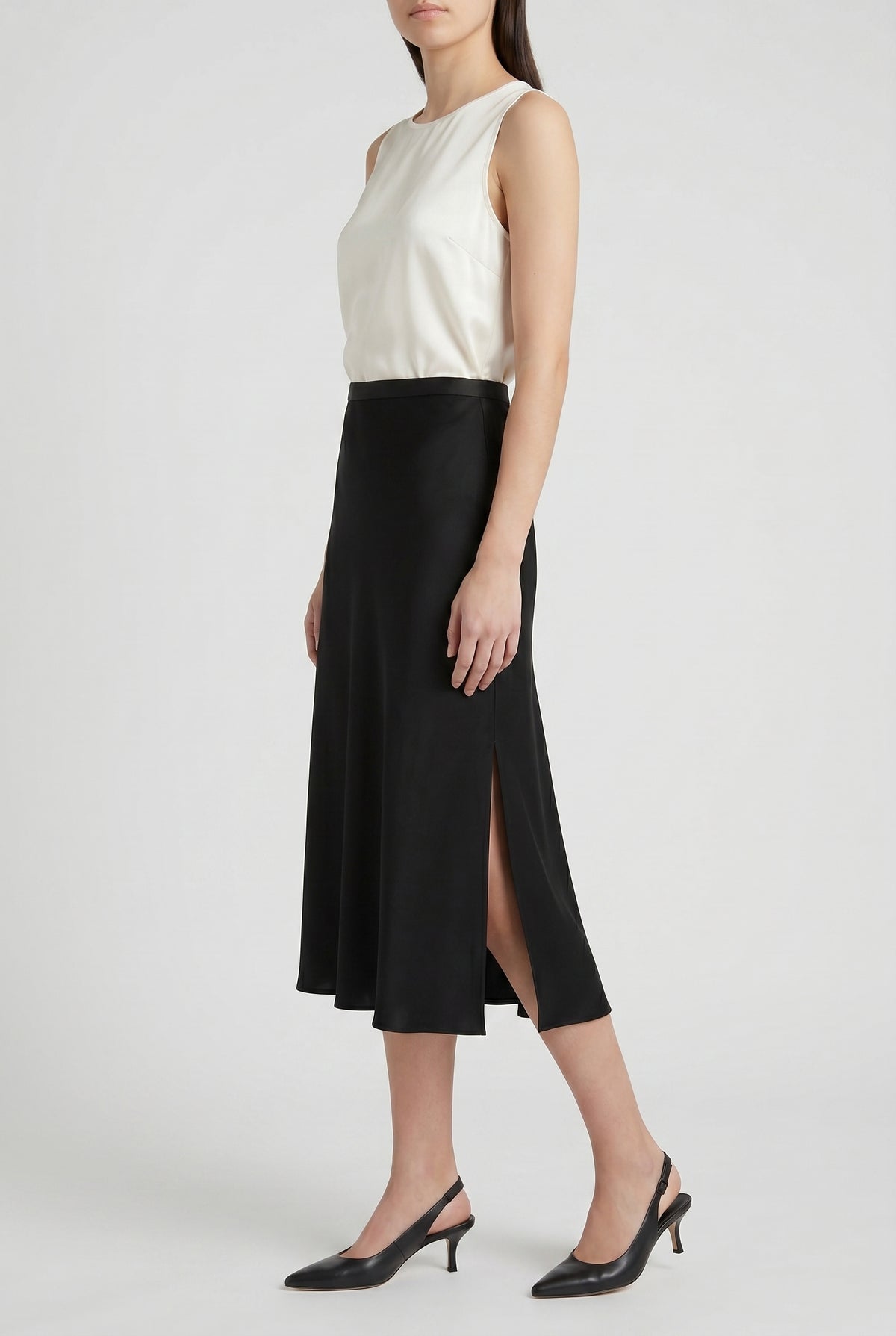 BRUNELLO CUCINELLI WOMEN'S BLACK SILK BLEND MIDI SKIRT