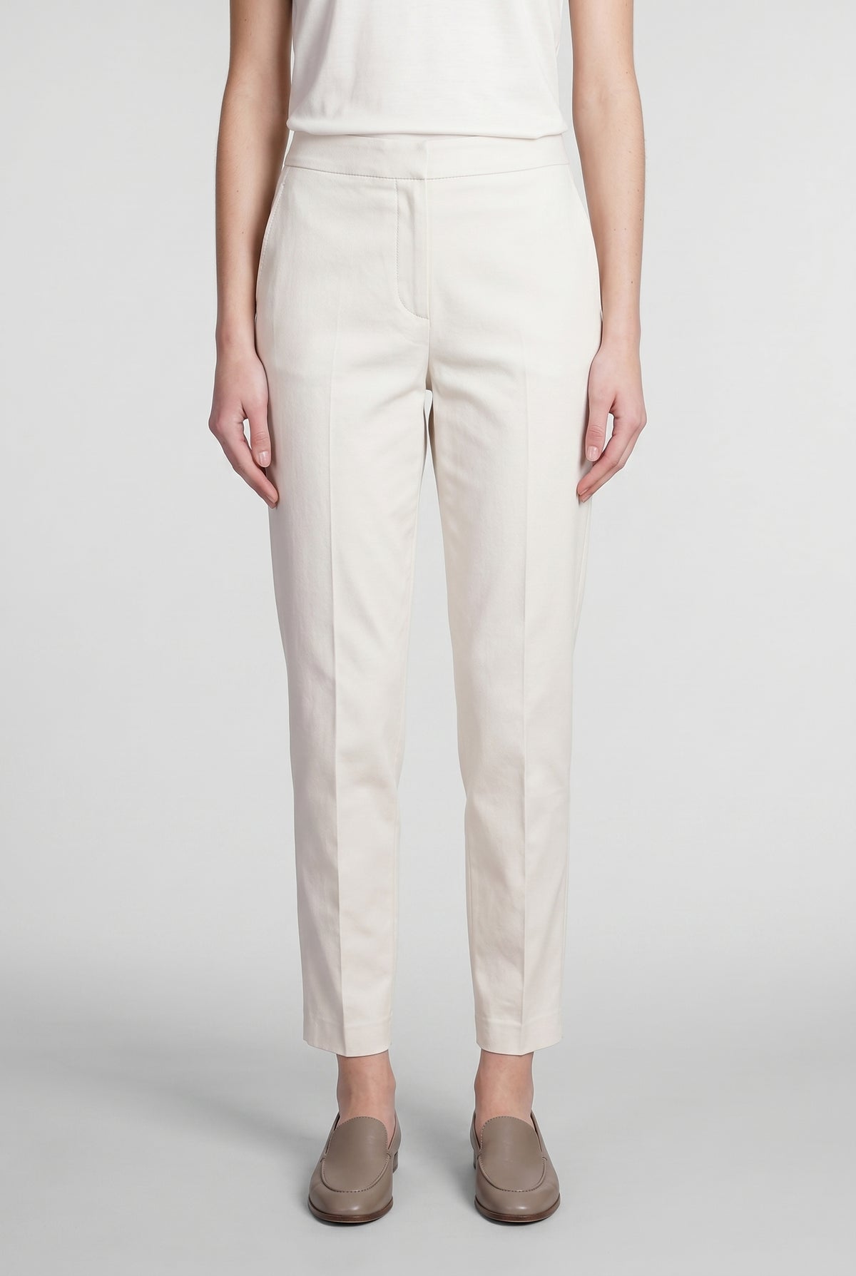BRUNELLO CUCINELLI WOMEN'S OFF WHITE TAILORED TROUSERS
