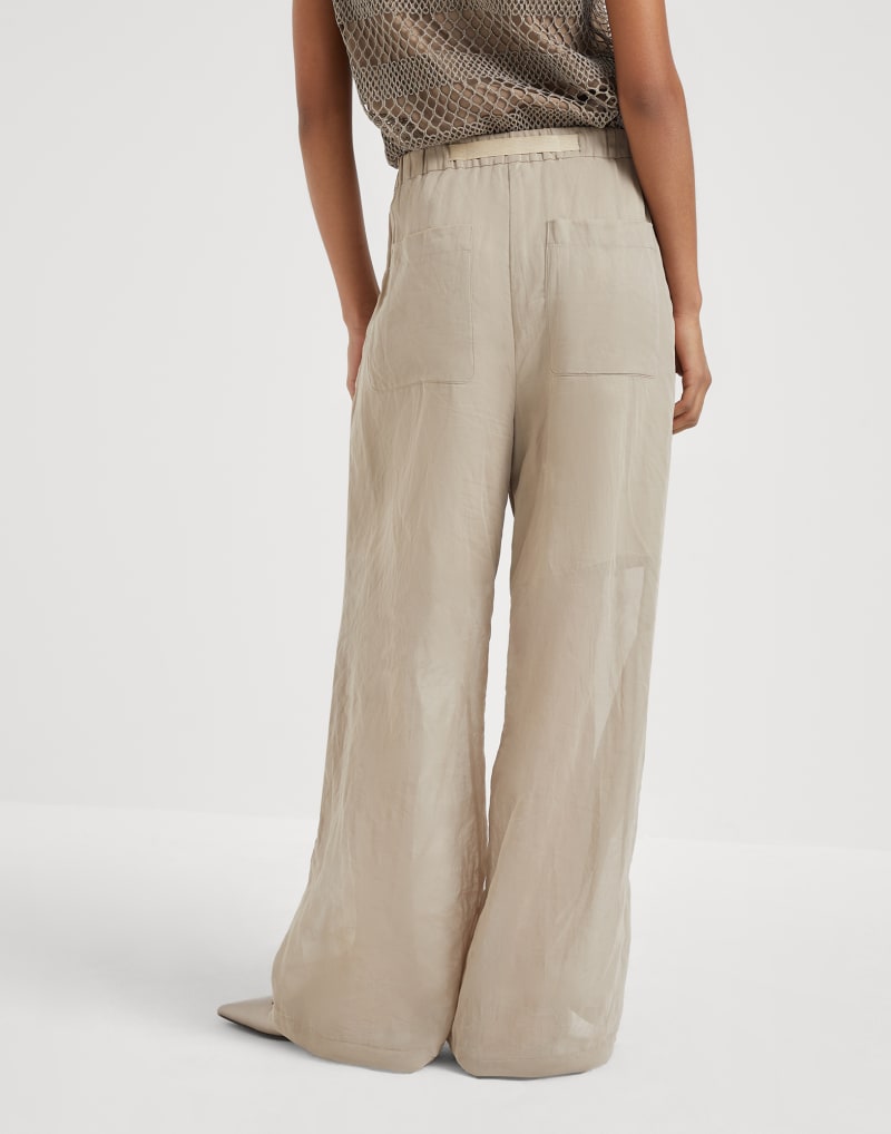 BRUNELLO CUCINELLI WOMEN'S LIGHT BEIGE WIDE LEG TROUSERS