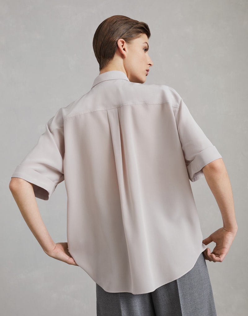BRUNELLO CUCINELLI WOMEN'S LIGHT PINK SILK OVERSIZED SHIRT