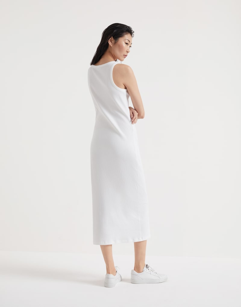 BRUNELLO CUCINELLI WOMEN'S WHITE RIBBED TANK DRESS
