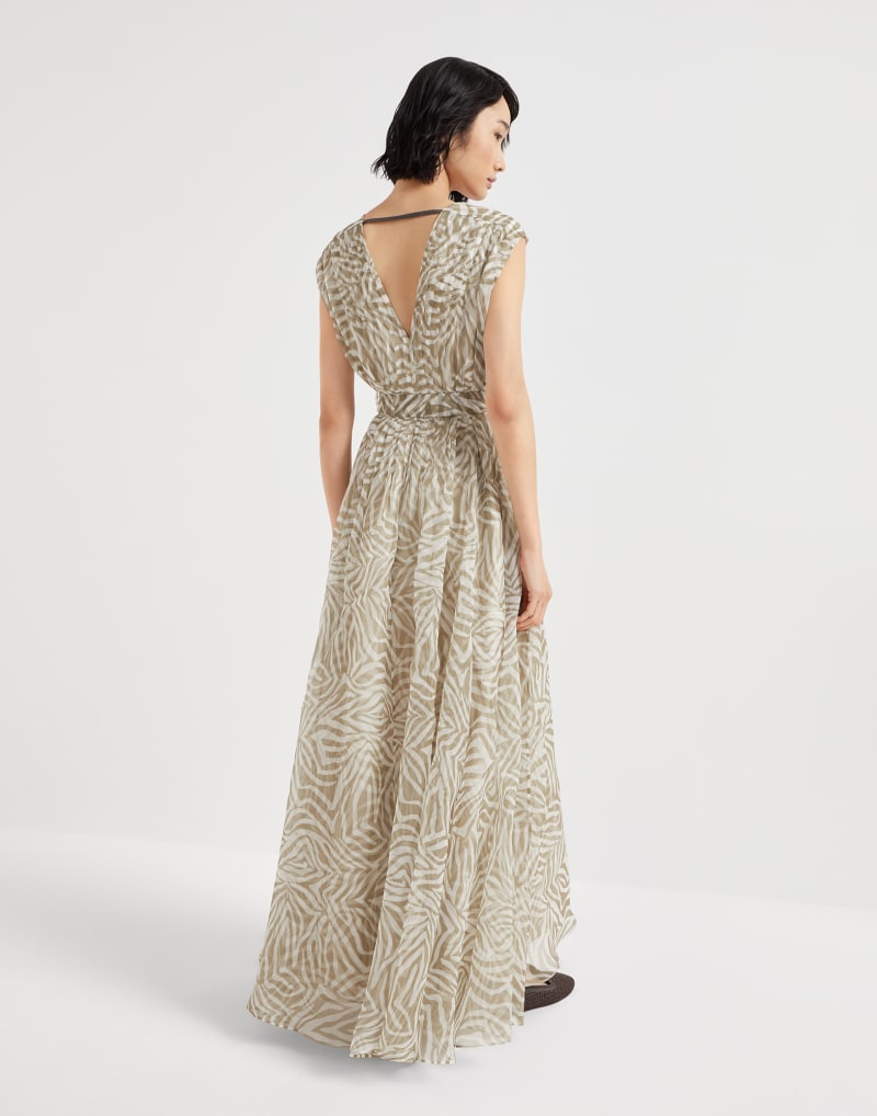 BRUNELLO CUCINELLI WOMEN'S SILK BEIGE PATTERNED DRESS